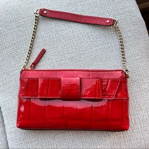 Kate Spade Knightsbridge Red Patent Leather Handbag/Clutch w Bow
